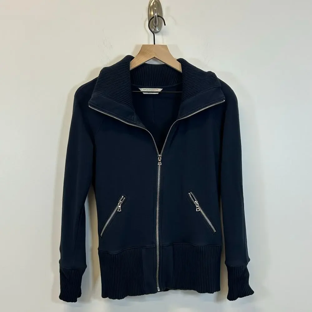 Boston Proper Sport Lounge Set Sz S Navy Rhinestone Crown‎ Velour Y2K Luxe